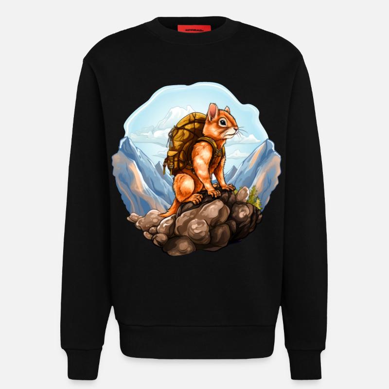 Eichhörnchen Bergsteiger / Wandern Eichhörnchen - Sweatshirt - made by SPREAD  - SOLID BLACK