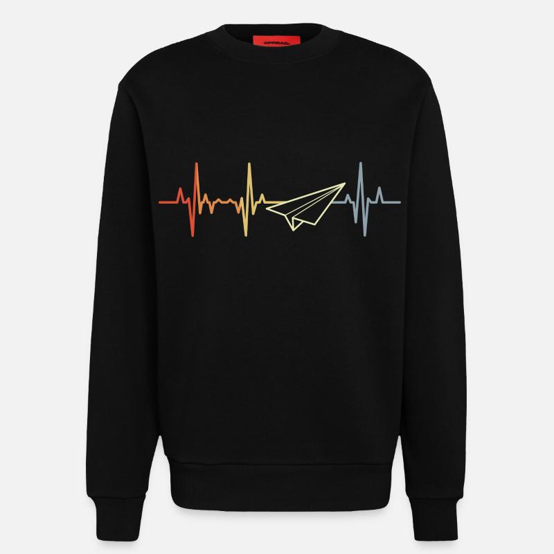 Papierflugzeug Herzfrequenz - Sweatshirt - made by SPREAD  - SOLID BLACK