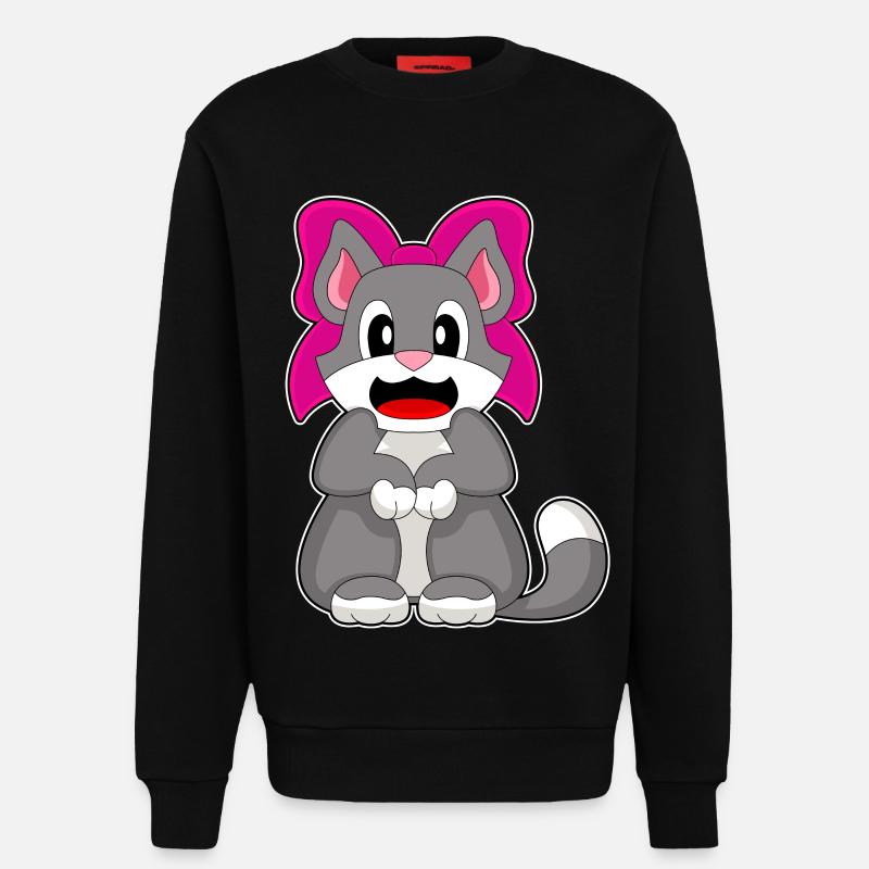 Cat Bow - Sweatshirt - made by SPREAD  - SOLID BLACK