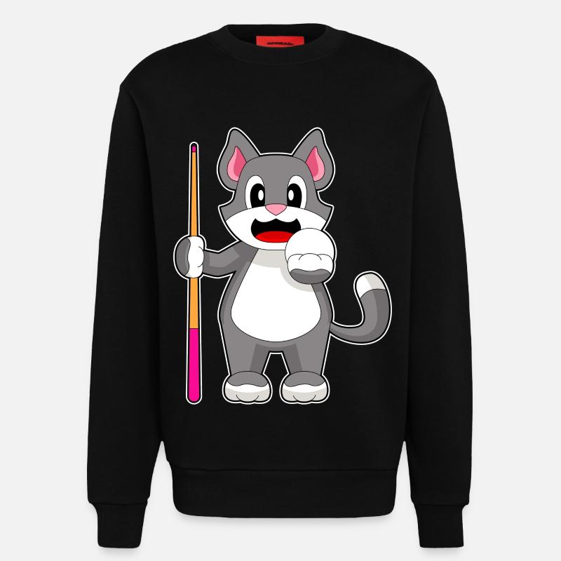 Katze Billiard Queue - Sweatshirt - made by SPREAD - SOLID BLACK