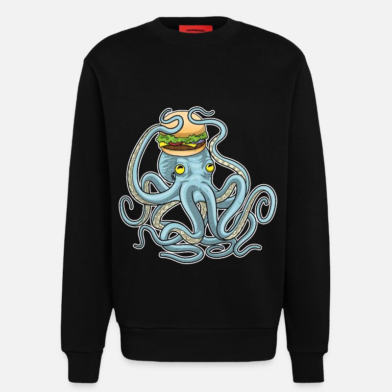 Krake Cheeseburger - Sweatshirt - made by SPREAD - SOLID BLACK