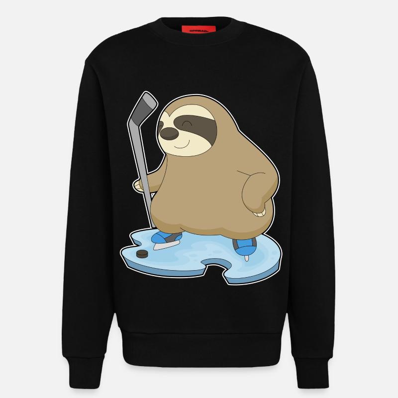 Faultier Eishockey Eishockeyschläger - Sweatshirt - made by SPREAD  - SOLID BLACK