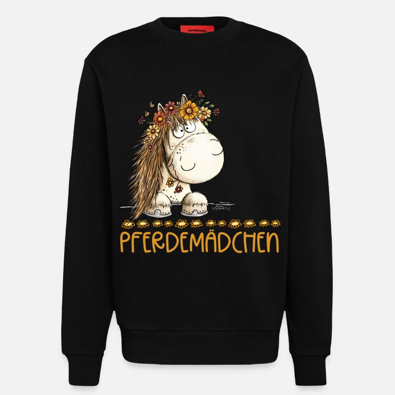 Pferdemädchen Spruch Mit Süßem Pferd - Sweatshirt - made by SPREAD  - SOLID BLACK