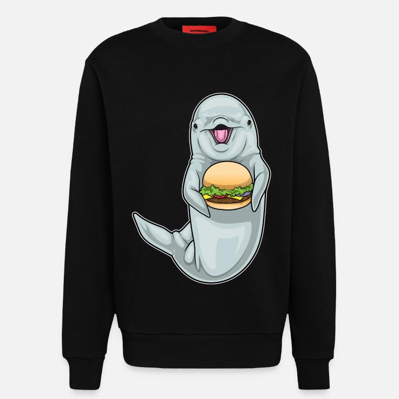 Dolphin Cheeseburger - Sweat bio décontracté fabriqué en UE - SOLID BLACK