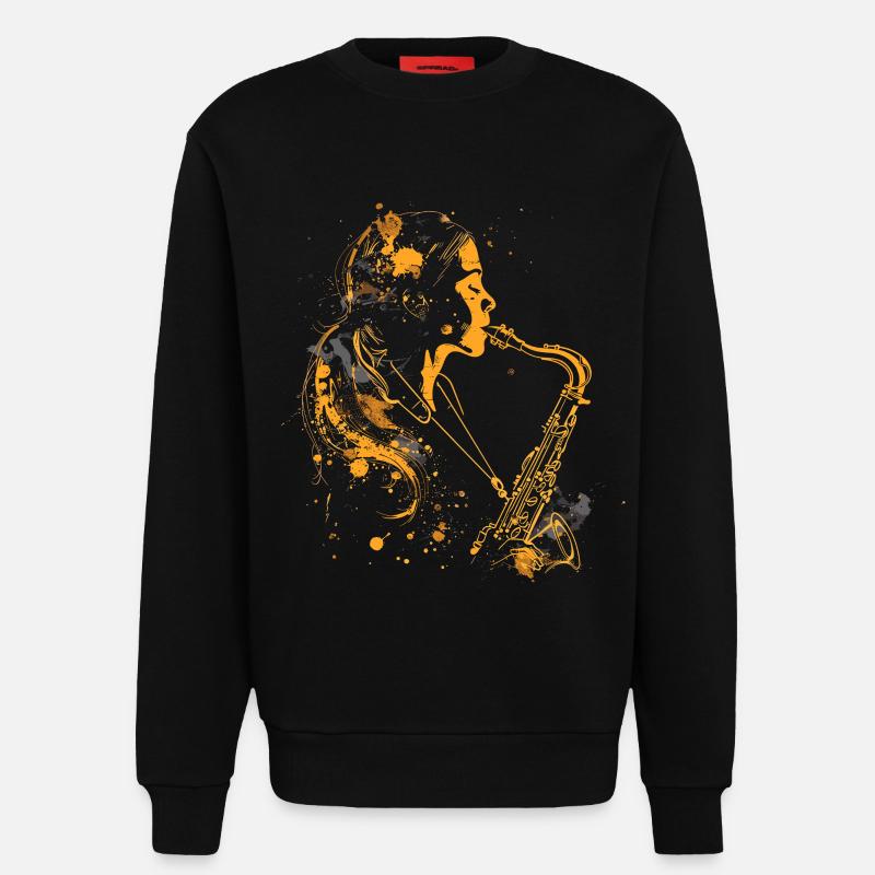Saxophon Mädchen Graffiti - Sweatshirt - made by SPREAD  - SOLID BLACK