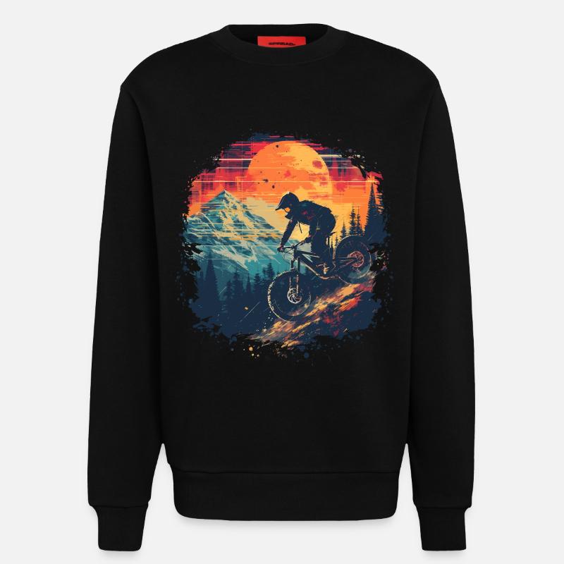 Mountain Biking Synthwave - Sweatshirt - made by SPREAD  - SOLID BLACK