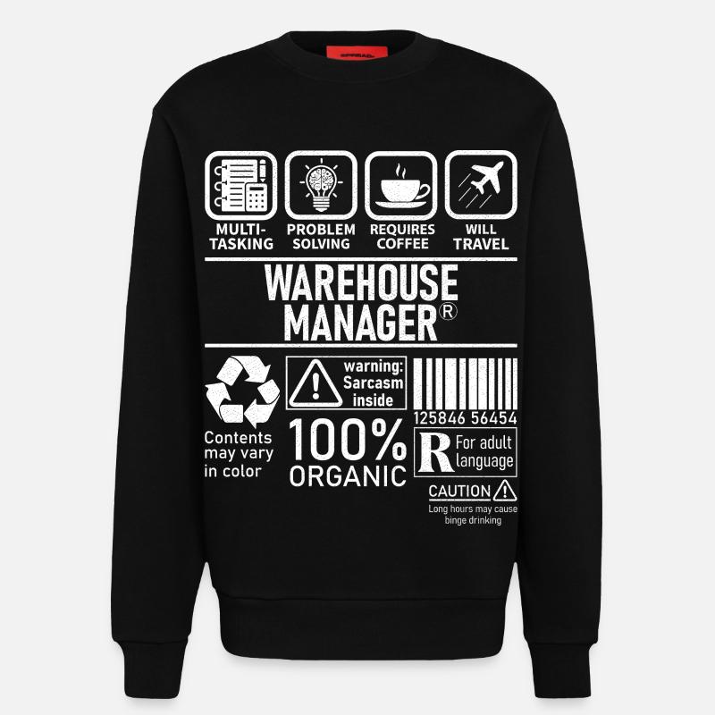 Warehouse Manager multi tasking problem solving - Sweatshirt - made by SPREAD - SOLID BLACK