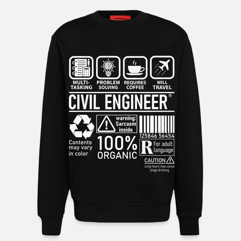 Civil Engineer multi tasking problem solving - Sweatshirt - made by SPREAD - SOLID BLACK