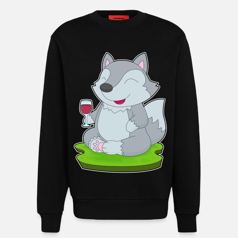 Wolf Red Wine - Sweatshirt - made by SPREAD  - SOLID BLACK