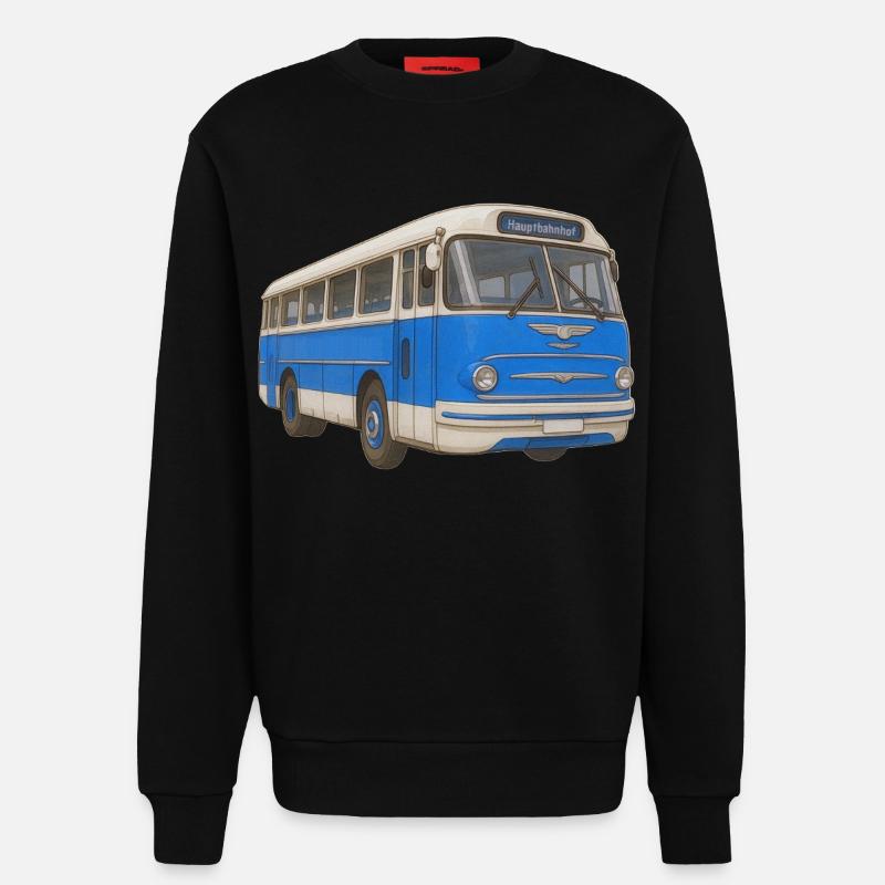 Vieux bus bleu - Sweat bio décontracté fabriqué en UE - SOLID BLACK