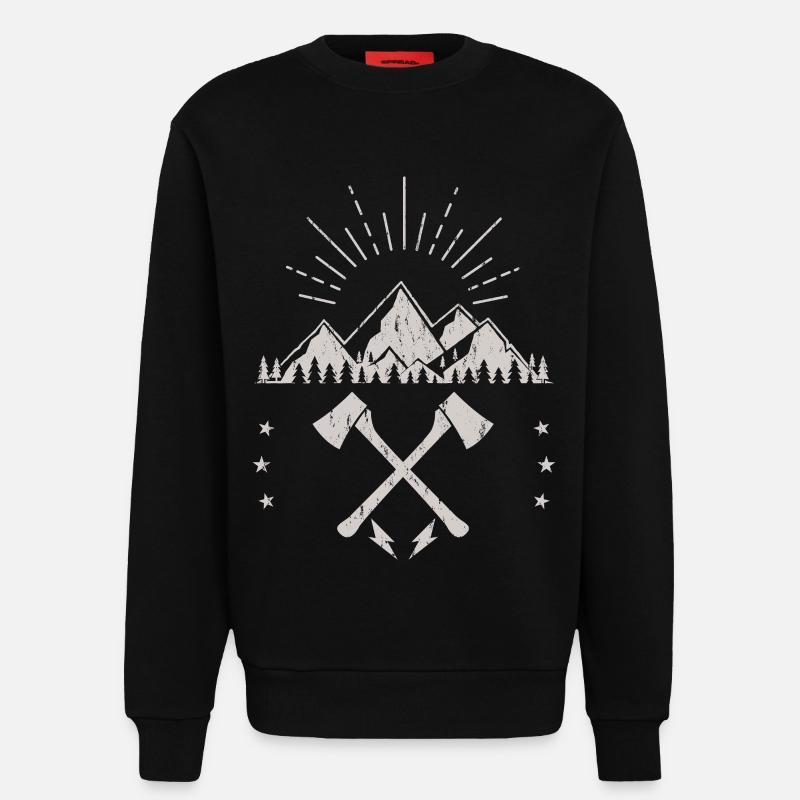 Rugged Mountain Sunrise Axe Emblem - Sweatshirt - made by SPREAD - SOLID BLACK