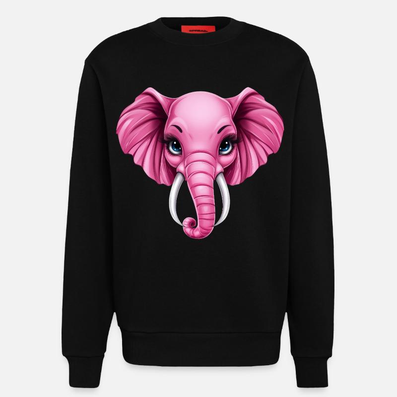 Mignon éléphant rose rose :) - Sweat bio décontracté fabriqué en UE - SOLID BLACK