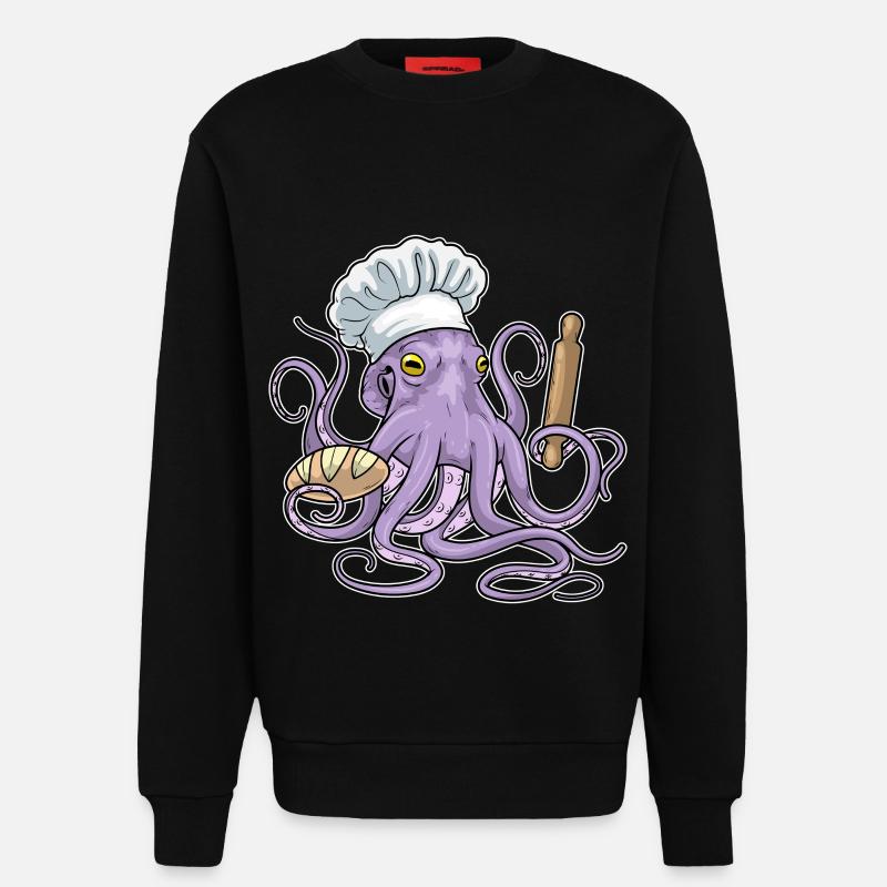 Octopus Baker Bread - Sweatshirt - made by SPREAD - SOLID BLACK