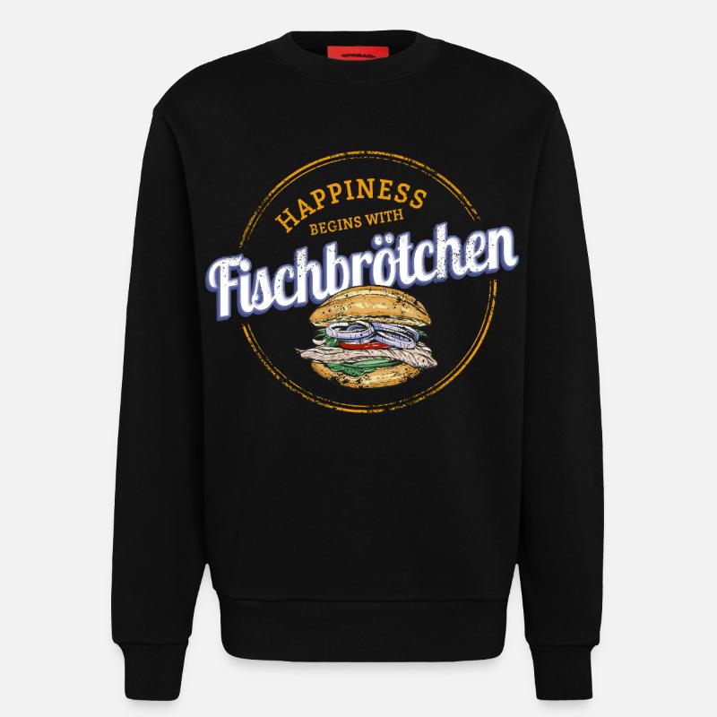 Fischbrötchen mit Matjes oder Bismarckhering - Sweatshirt - made by SPREAD  - SOLID BLACK