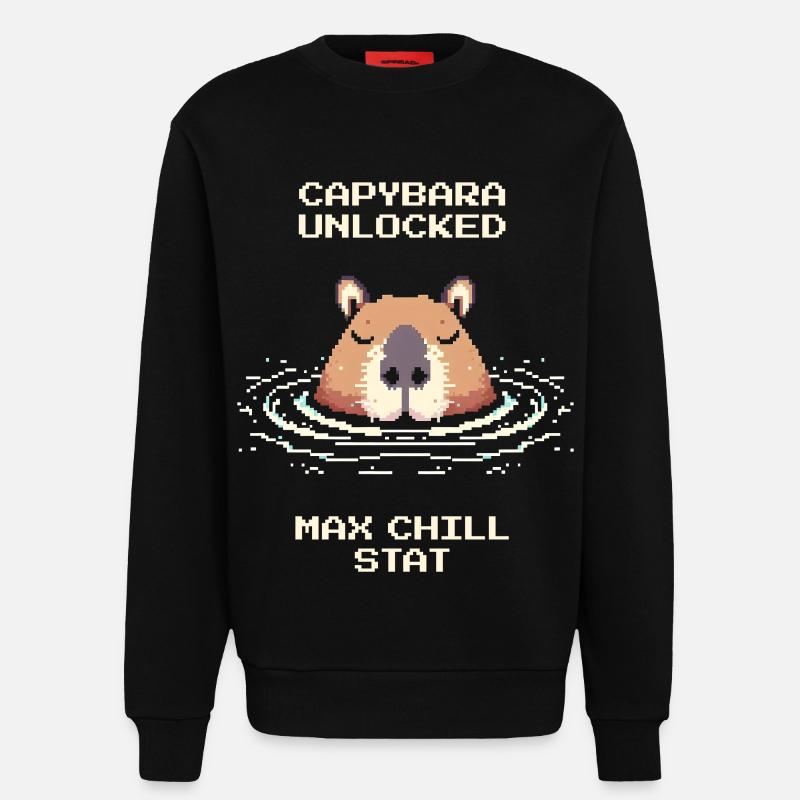 Capybara Unlocked – Max Chill | Meme - Sweatshirt - made by SPREAD - SOLID BLACK