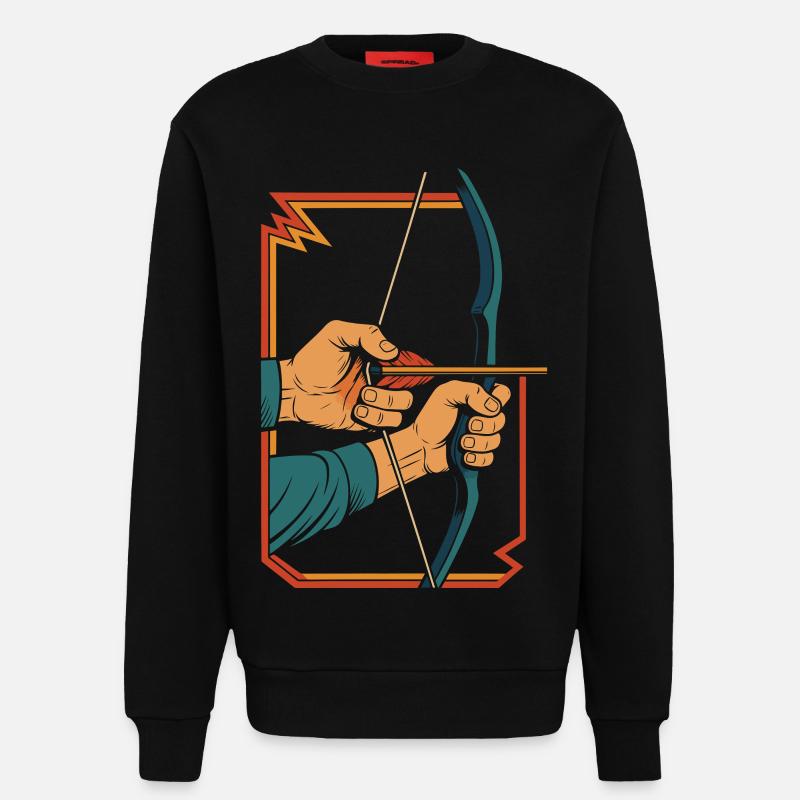 archery bow target archer hands retro - Sweatshirt - made by SPREAD  - SOLID BLACK
