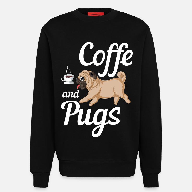 Kaffee und Möpse Tee - Sweatshirt - made by SPREAD  - SOLID BLACK