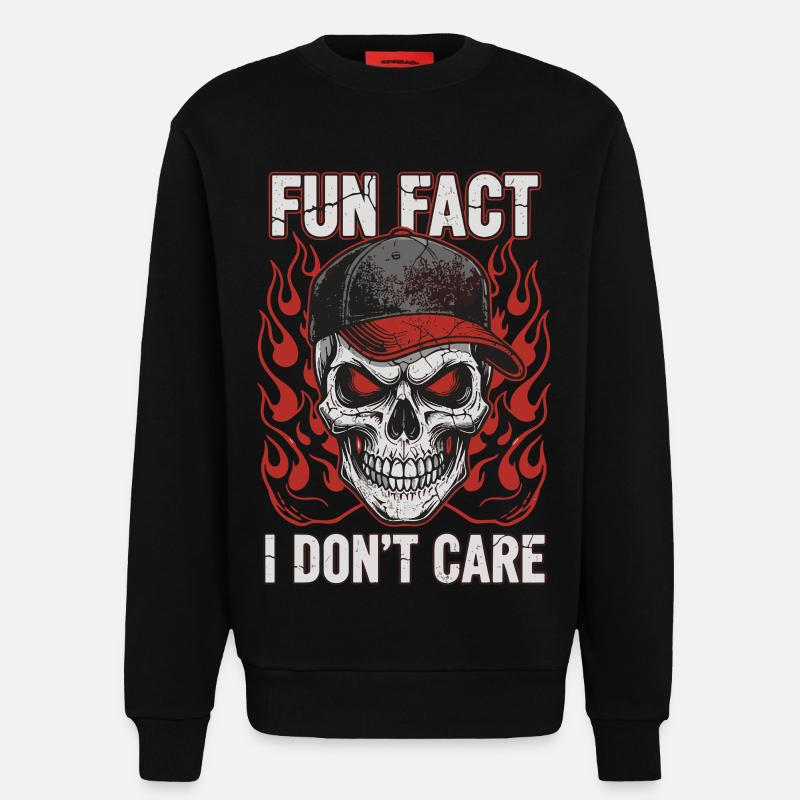 Skull mit Baseball Cap und Feuerdesign - Sweatshirt - made by SPREAD  - SOLID BLACK