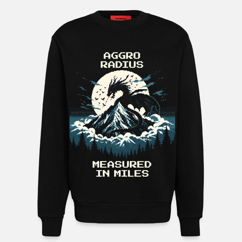 Aggro-Radius | Retro Drache Pixel Art - Sweatshirt - made by SPREAD  - SOLID BLACK