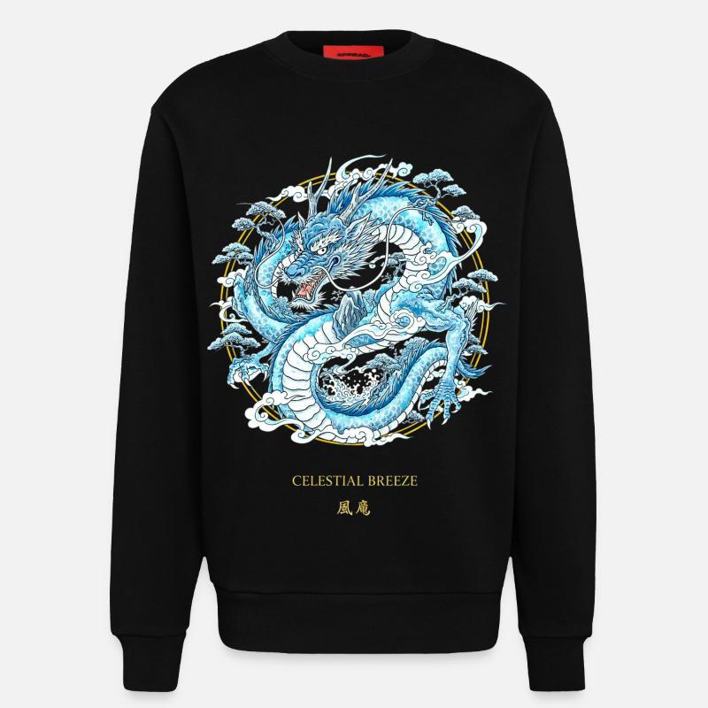 Celestial Breeze Himmlischer Winddrache - Sweatshirt - made by SPREAD  - SOLID BLACK