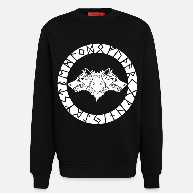 Wikingerwolf mit zwei Köpfen - Sweatshirt - made by SPREAD - SOLID BLACK