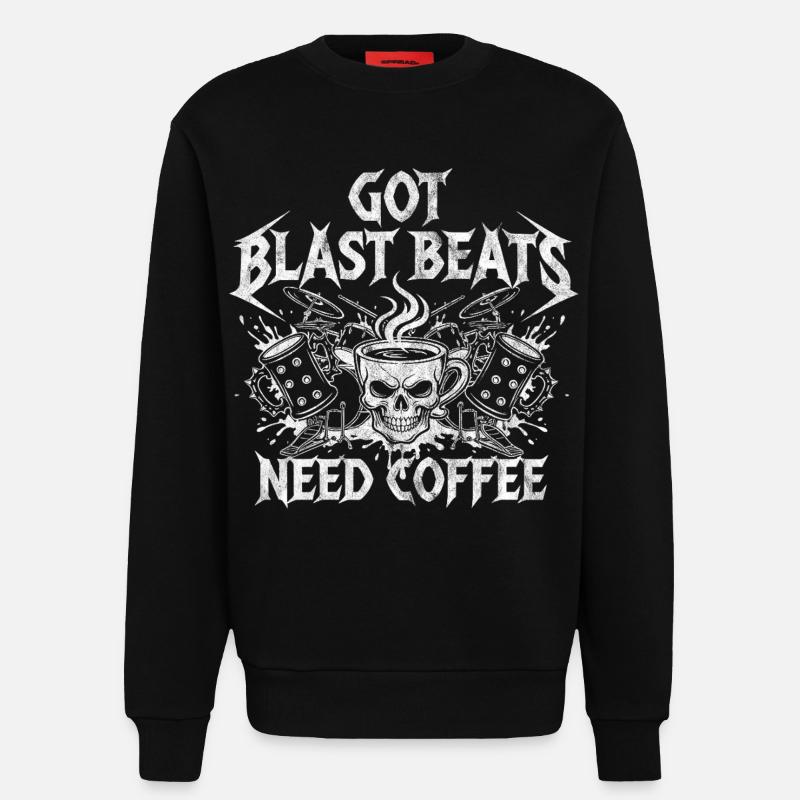 Kaffee trifft Blastbeats - Sweatshirt - made by SPREAD  - SOLID BLACK