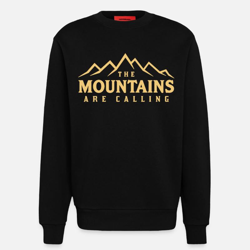 THE MOUNTAINS ARE CALLING Spruch Statement - Sweatshirt - made by SPREAD  - SOLID BLACK