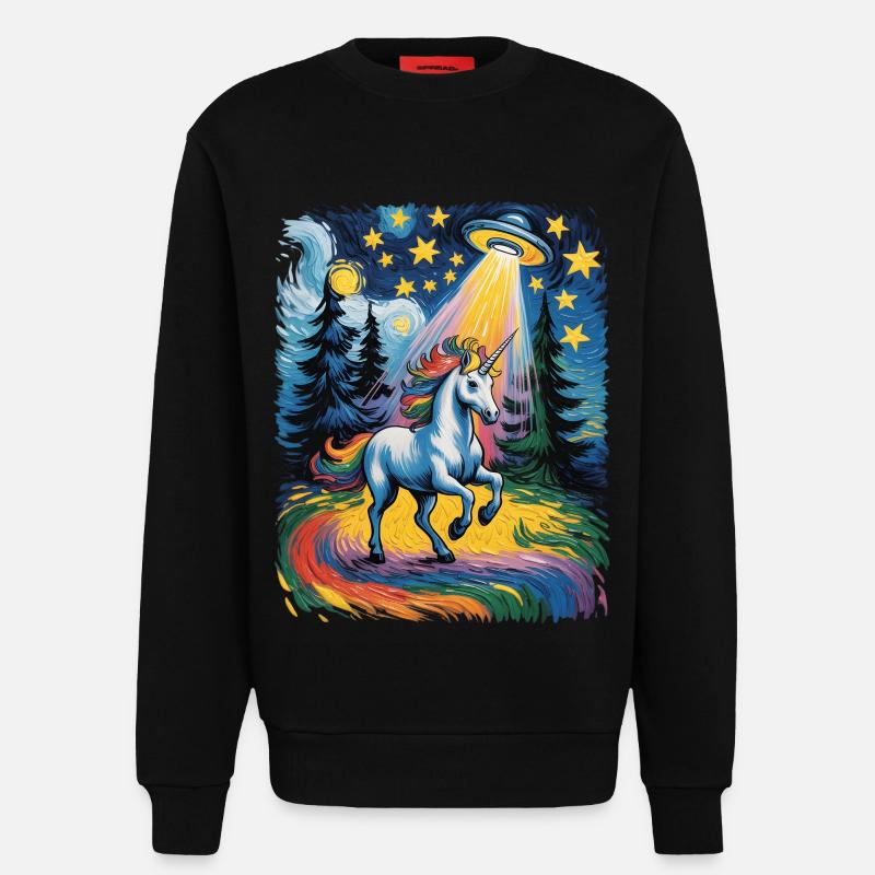 Leuchtendes Einhorn im Sternenrausch - Sweatshirt - made by SPREAD  - SOLID BLACK