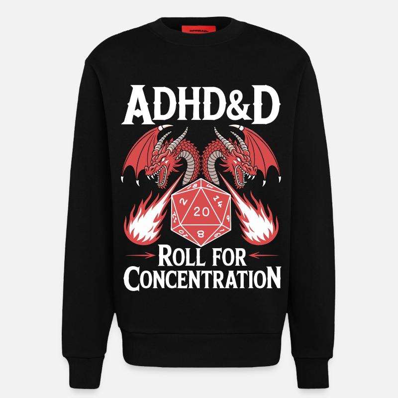 Roll for concentration ADHD - Sweatshirt - made by SPREAD - SOLID BLACK