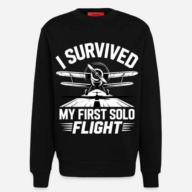 First Flight Airplane Flight - Sweatshirt - made by SPREAD  - SOLID BLACK
