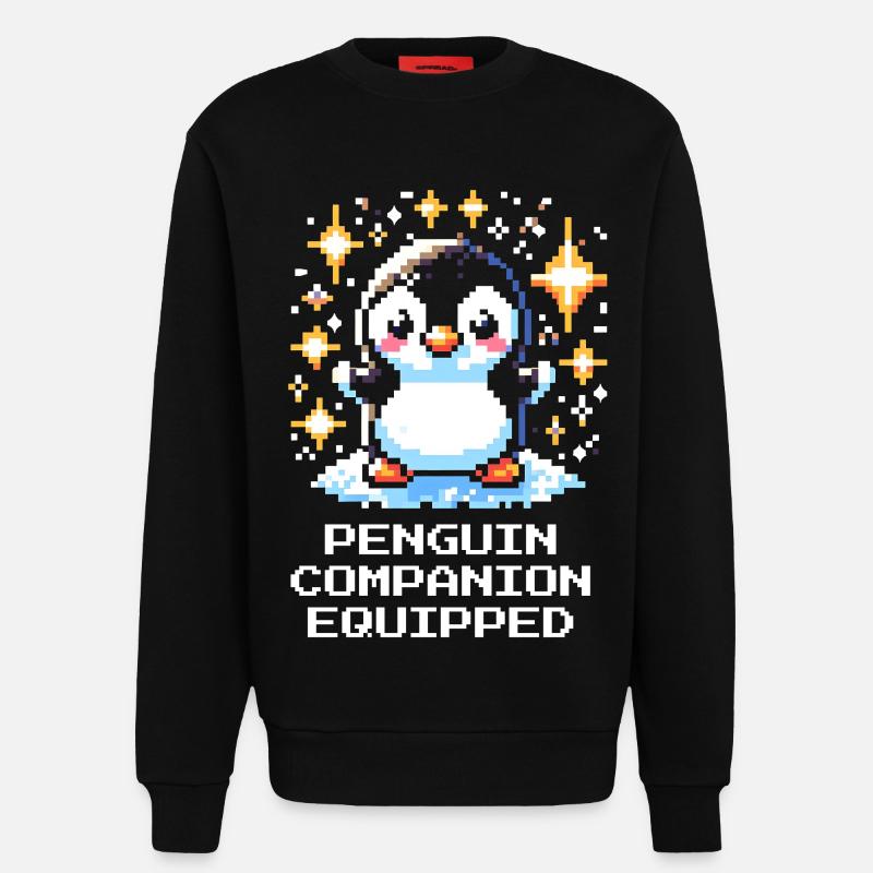 Compagnon pingouin | Compagnon de jeu mignon - Sweat bio décontracté fabriqué en UE - SOLID BLACK
