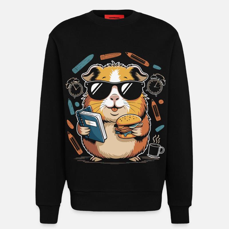 Buchheld Hamster mit Burger - Sweatshirt - made by SPREAD  - SOLID BLACK