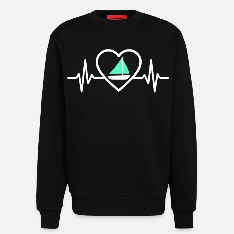 Cœur Voile – Passion Bateau - Sweat bio décontracté fabriqué en UE - SOLID BLACK