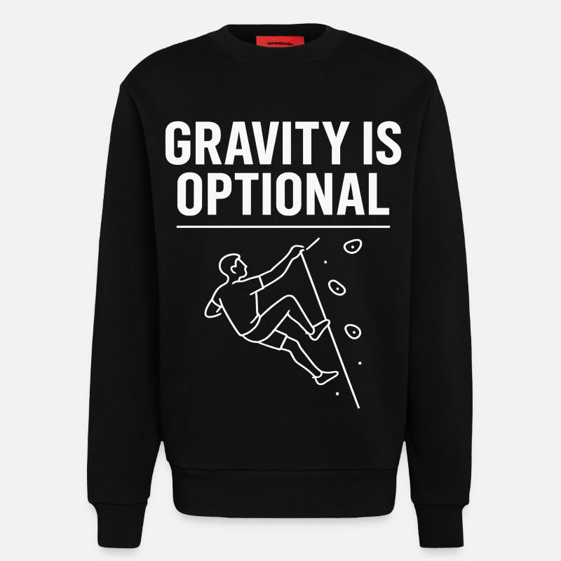 Gravity is optional climbing statement - Sweatshirt - made by SPREAD - SOLID BLACK