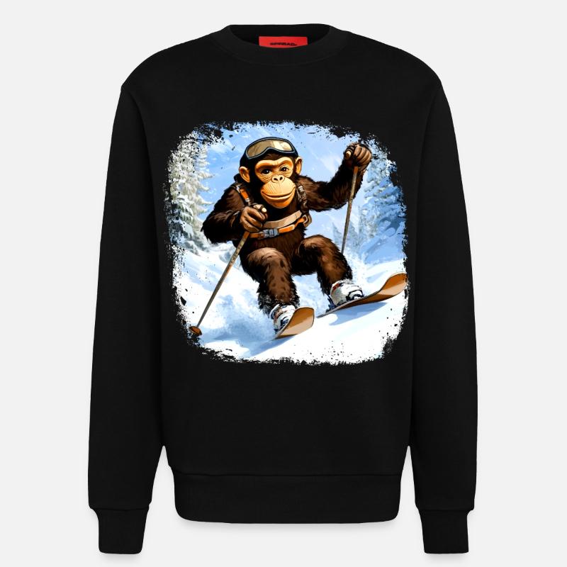 Monkey Ski / Skier Monkey - Sweatshirt - made by SPREAD  - SOLID BLACK