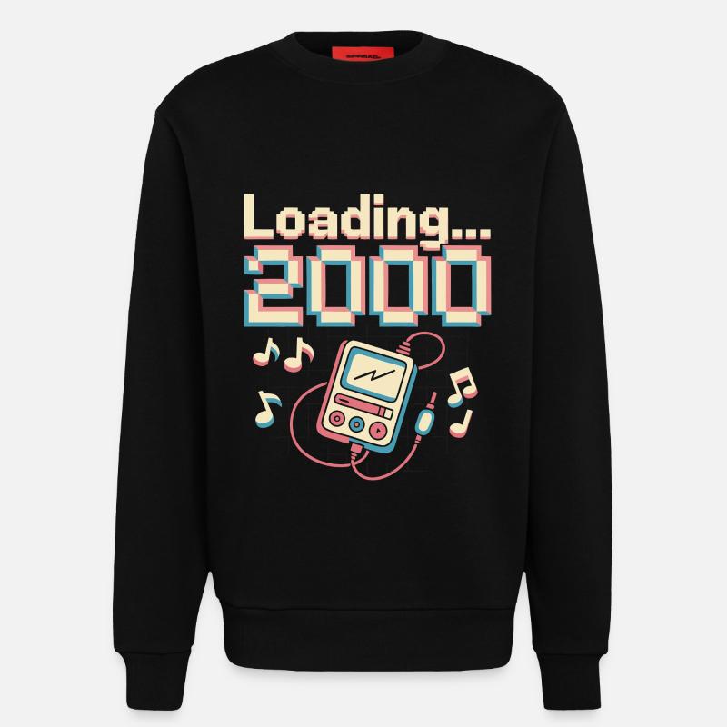 Y2K Pixel Design – Loading 2000 - Sweatshirt - made by SPREAD - SOLID BLACK