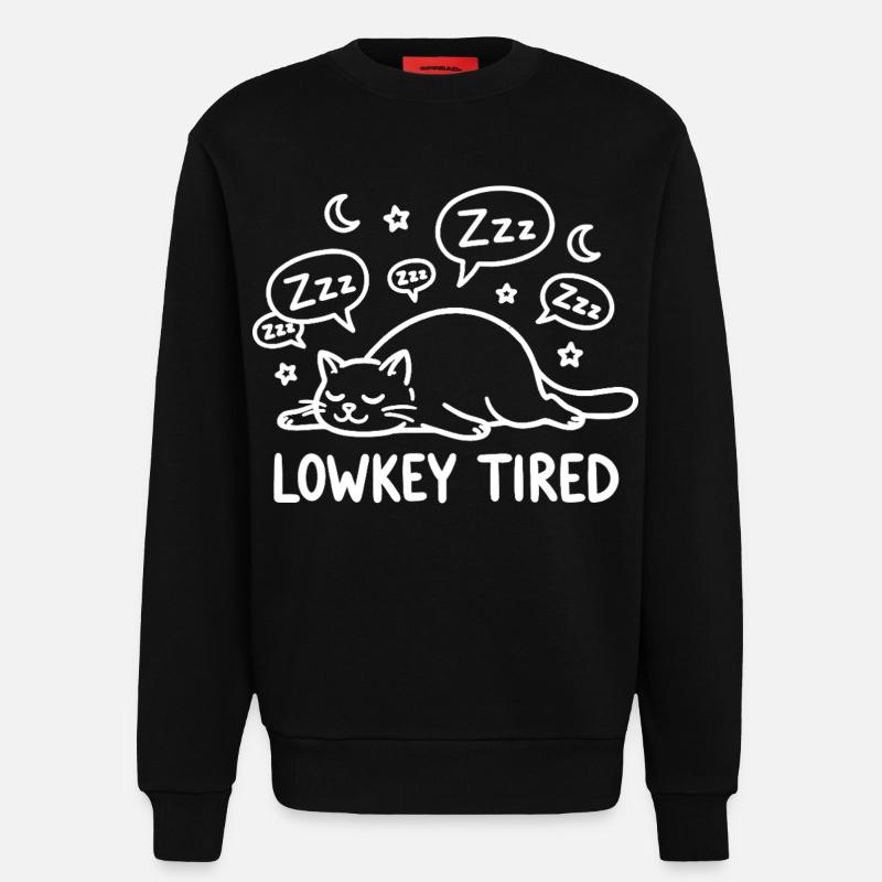 Lowkey Tired Sleeping Cat - Sweatshirt - made by SPREAD  - SOLID BLACK