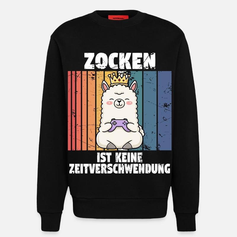 Lama zocken controller - Sweatshirt - made by SPREAD - SOLID BLACK