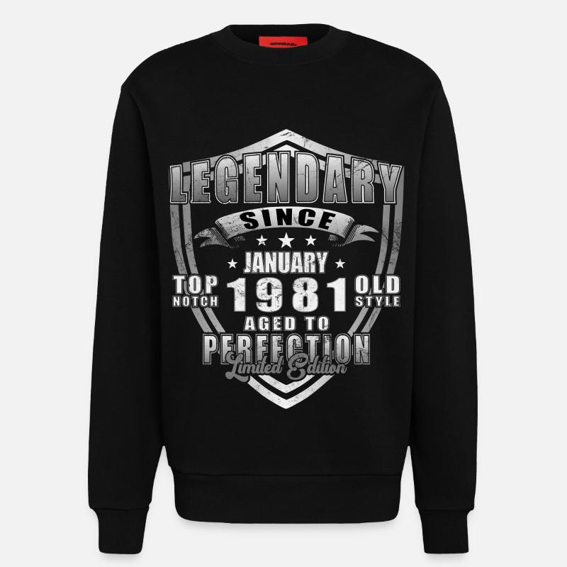 Janvier 1981 anniversaire janvier 1981 Janvier - Sweat bio décontracté fabriqué en UE - SOLID BLACK