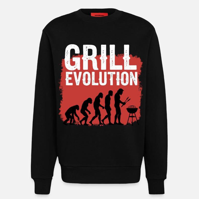 Grill Evolution Lustiger Grillmeister Spruch - Sweatshirt - made by SPREAD  - SOLID BLACK