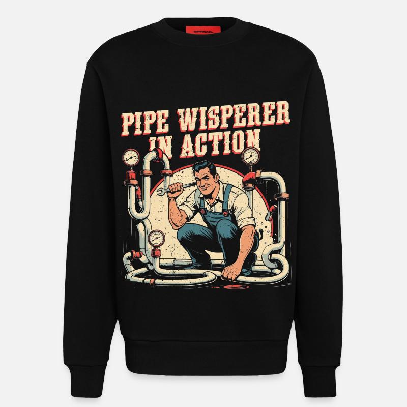 Pipe Layer Pipe Builder Pipe Whisperer - Sweatshirt - made by SPREAD - SOLID BLACK