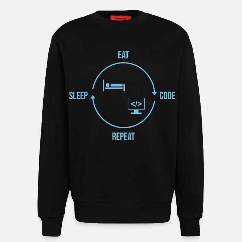 Eat Sleep Code Repeat - Programmer Cycle - Sweatshirt - made by SPREAD  - SOLID BLACK