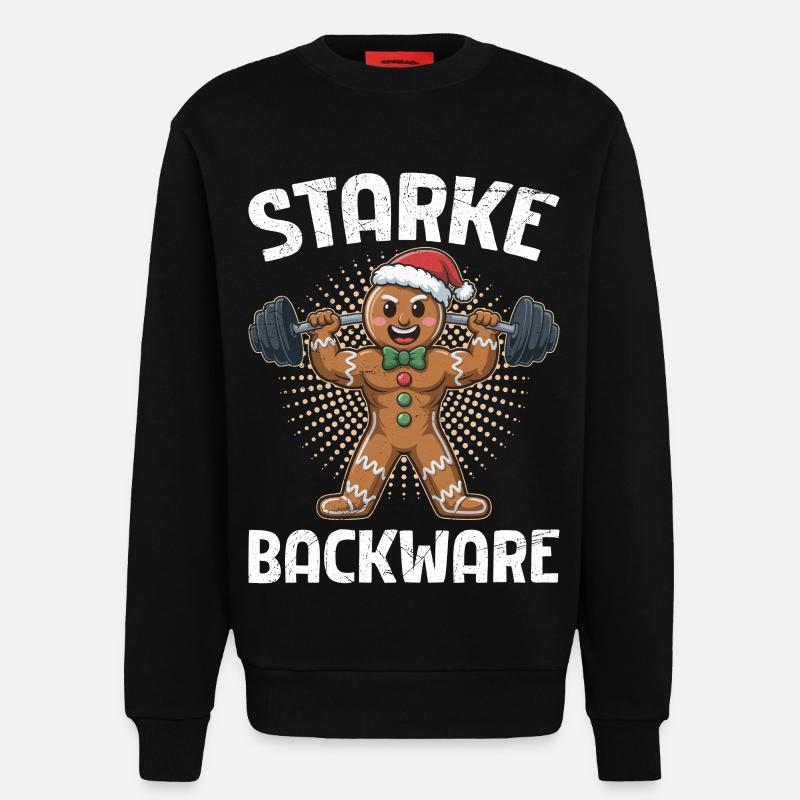 Gingerbread Man STARKE BACKWARE Funny - Sweatshirt - made by SPREAD  - SOLID BLACK