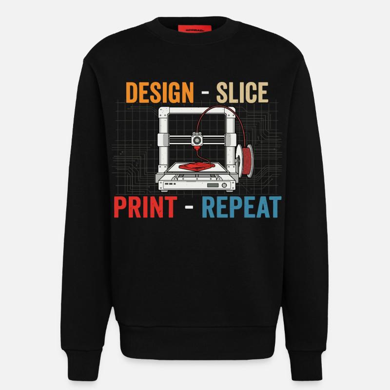 3D-Druck Evolution – Design Slice Print Repeat - Sweatshirt - made by SPREAD  - SOLID BLACK