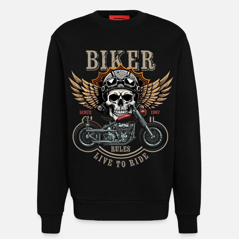 Biker Rules - Since 1967 - Live to Ride - Sweatshirt - made by SPREAD  - SOLID BLACK