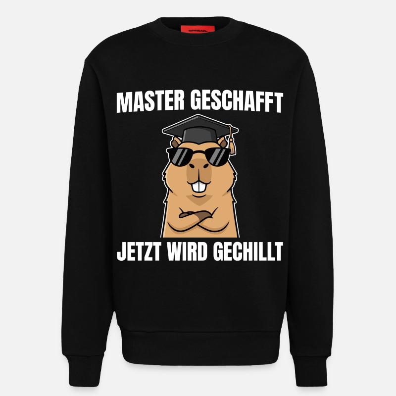 Master Passed Capybara Master's Exam - Sweatshirt - made by SPREAD  - SOLID BLACK