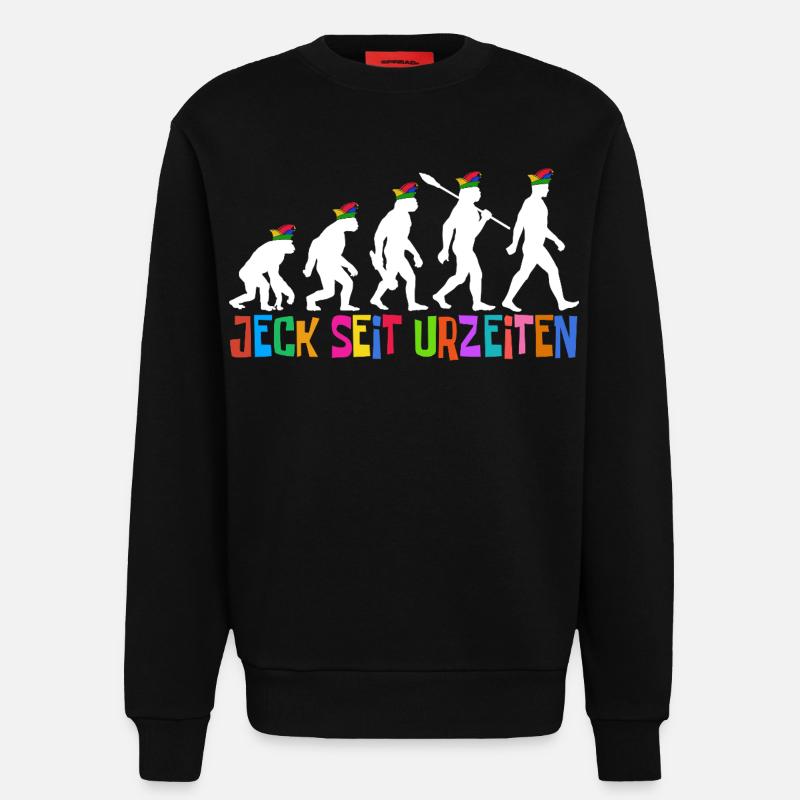 Jeck seit Urzeiten | Evolution Narren, Fastnacht - Sweatshirt - made by SPREAD  - SOLID BLACK