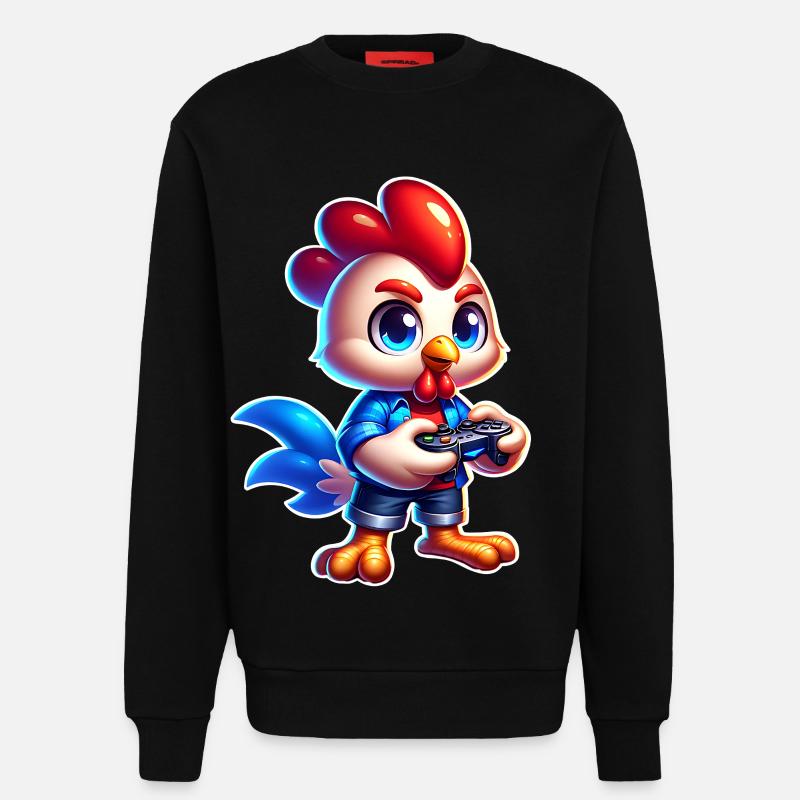 Gaming Chicken with Controller - Sweatshirt - made by SPREAD  - SOLID BLACK