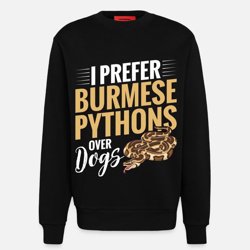 Burmesischer Python-Stoff Reptilien-Foos-Schlangenbesitzer - Sweatshirt - made by SPREAD  - SOLID BLACK