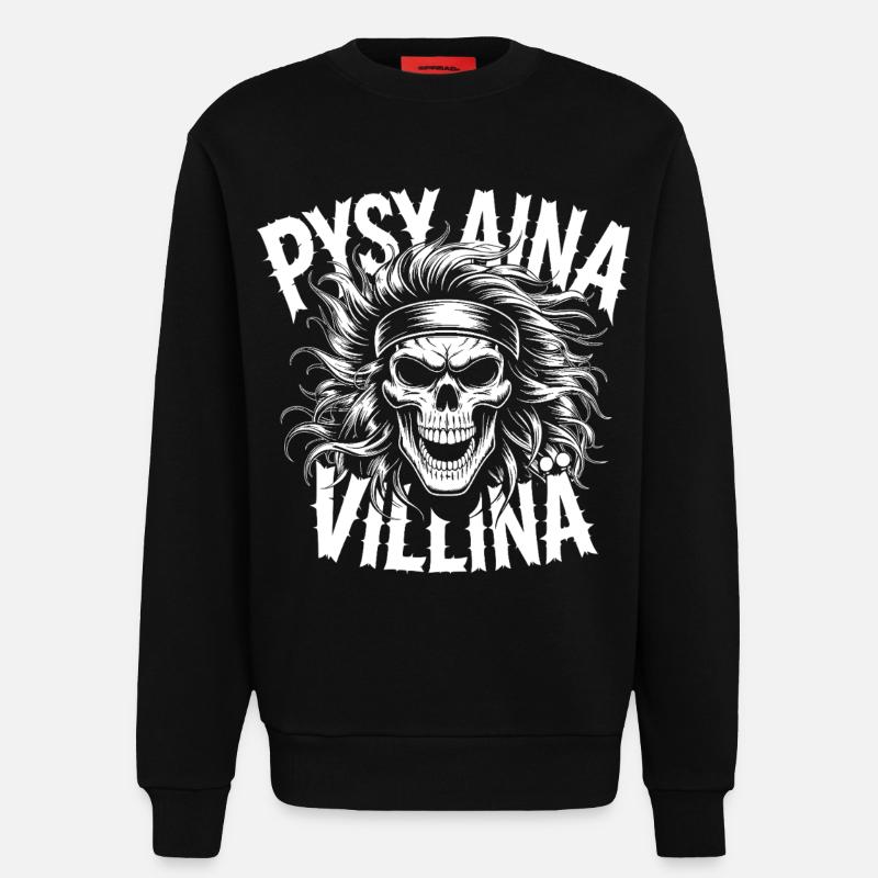 Conception du crâne sauvage - Sweat bio décontracté fabriqué en UE - SOLID BLACK